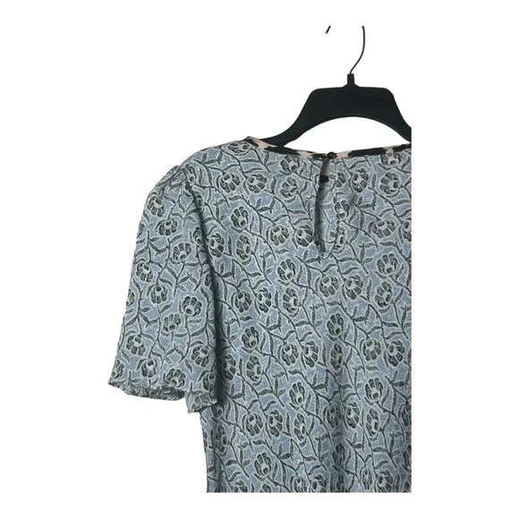 1437. REBECCA TAYLOR SHORT SLEEVE BLOUSE SIZE 2 LIGHT BLUE/BLACK/WHITE IN COLOR - Picture 8 of 9